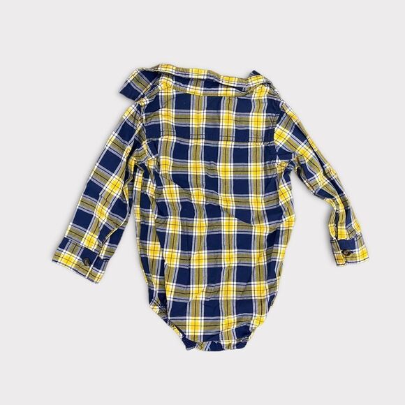𝅺CARTER'S | 3/$15| Blue and Yellow Plaid Long Sleeve Diaper Shirt - Picture 2 of 3